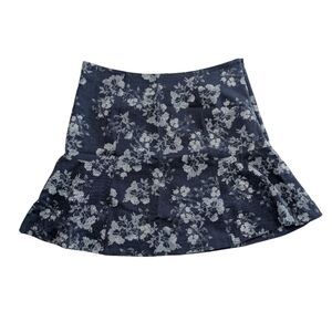 Banana Republic Mini Skirt Floral Navy Blue Gray Womens Size 14 NWT